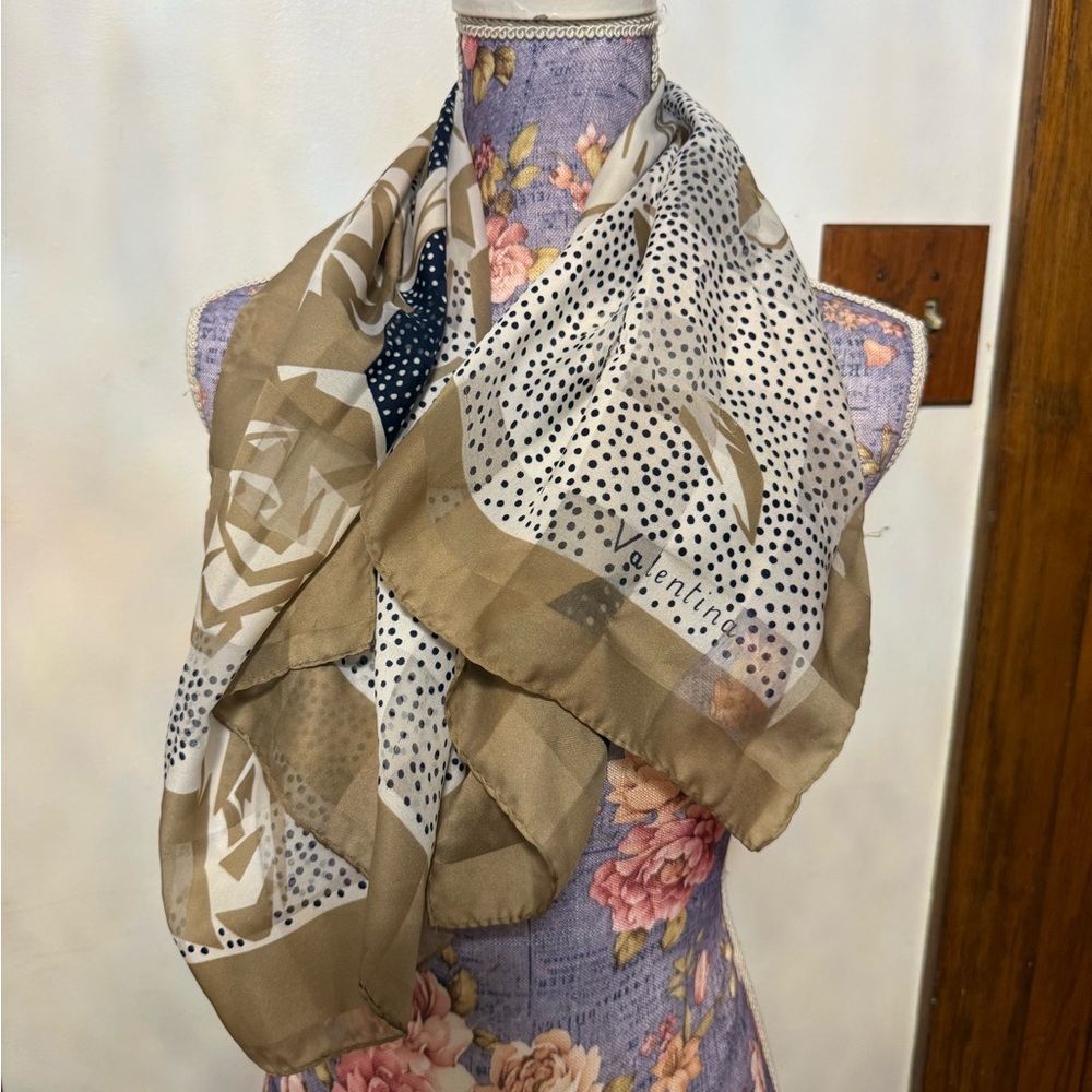 Valentina Polka Dot Rose Beige and Black Scarf